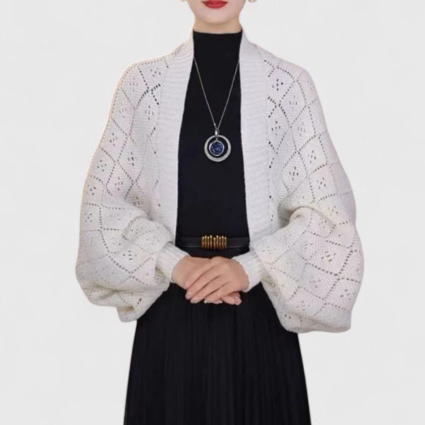 Cardigan Women's Open Front Knit Shawl Wrap Versatile - White