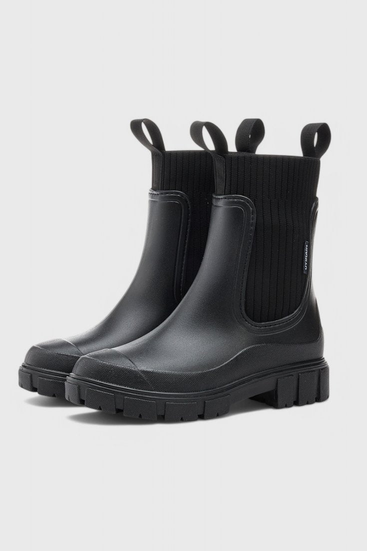 Chelsea Boots Waterproof Ankle Elastic Side Panel - Black