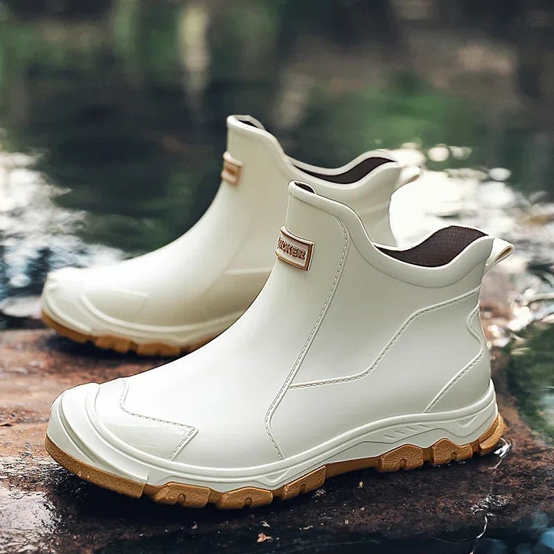 Chelsea Boots Waterproof Ankle Rain Slip-On Outdoor - Beige