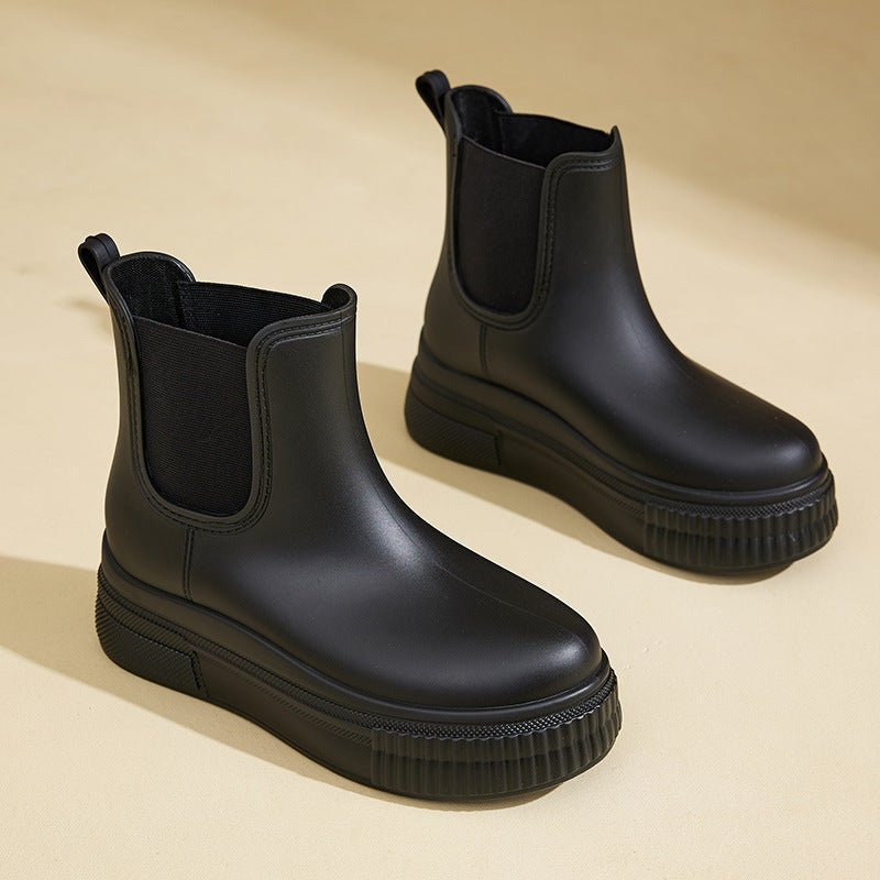 Chelsea Boots Women's Waterproof Platform Rain Ankle - Black
