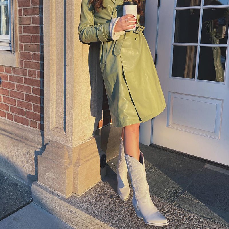 Cowboy Boots Metallic Western Mid-Calf Pointed Toe