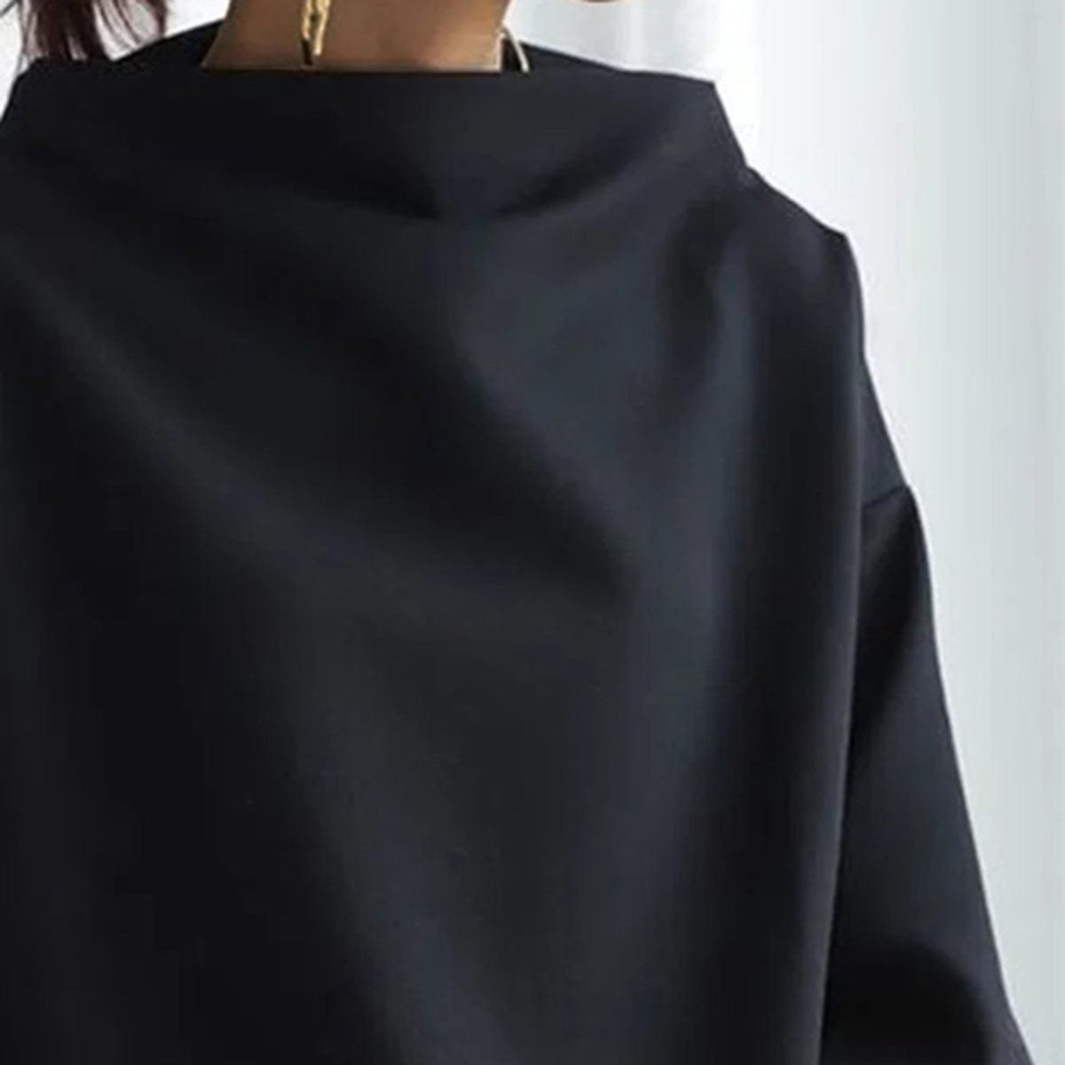 High Neck Knit Top Oversized Long Sleeve Relaxed Fit