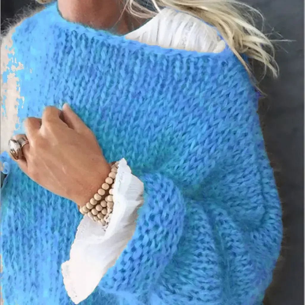 Knit Sweater Oversized Soft Layering Jumper - Blue