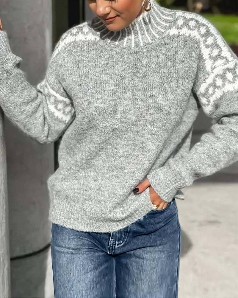 Knit Sweater Turtleneck Chunky Cable Waffle Texture