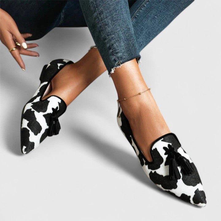 Loafers Pointed Toe Leopard Print Tassel Slip-On Flats