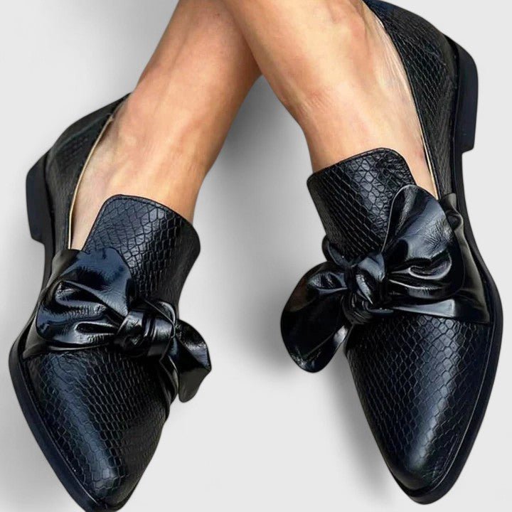 Loafers Women's Bow Detail Slip-On Textured Comfort - Black
