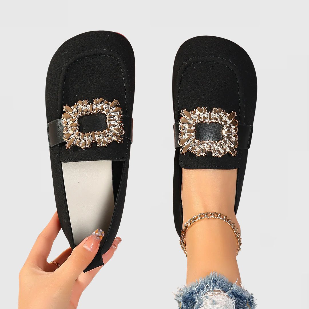 Loafers Women's Orthopedic Slip-On Crystal Embellished - Black