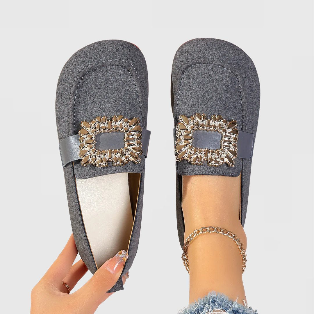 Loafers Women's Orthopedic Slip-On Crystal Embellished - Gray