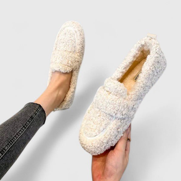 Loafers Women's Slip-On Comfort Textured Fleece Winter - Beige