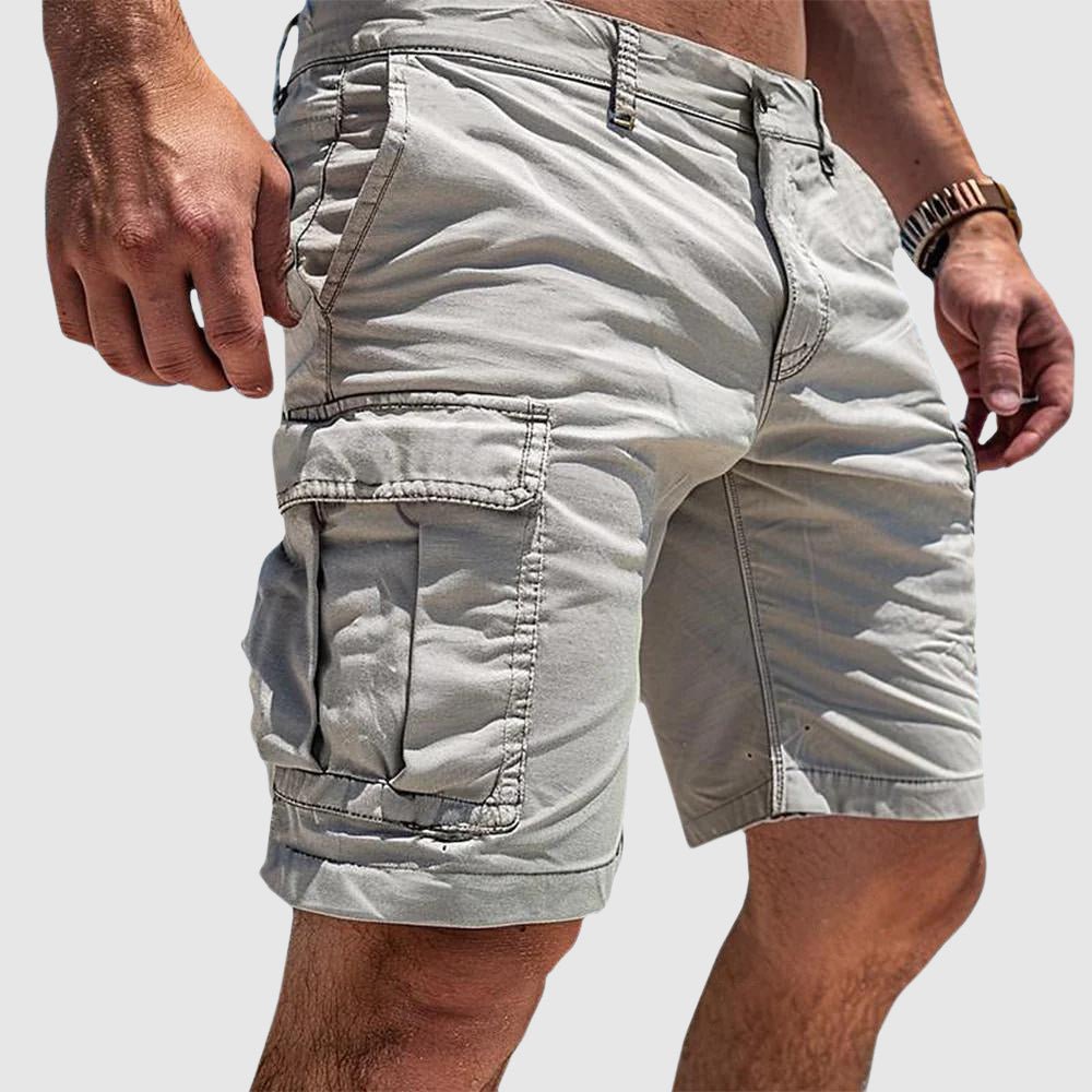 Men's Cargo Shorts Knee Length Cotton Multiple Pockets - White