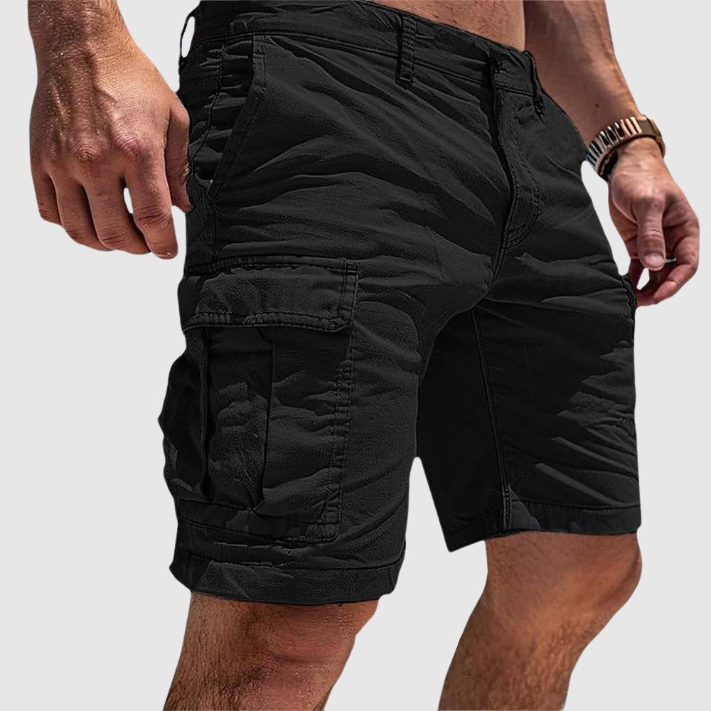 Men's Cargo Shorts Knee Length Cotton Multiple Pockets - Black