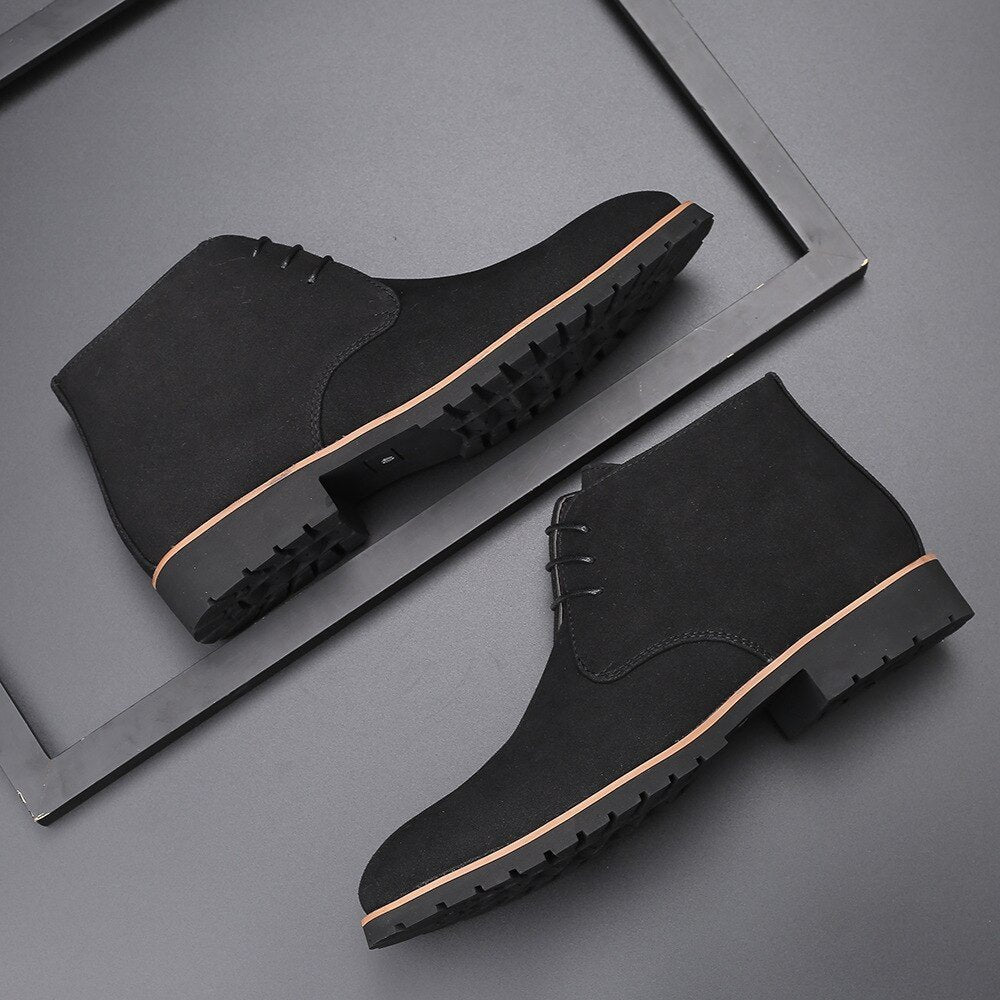 Men's Casual Suede Ankle Boots - Black