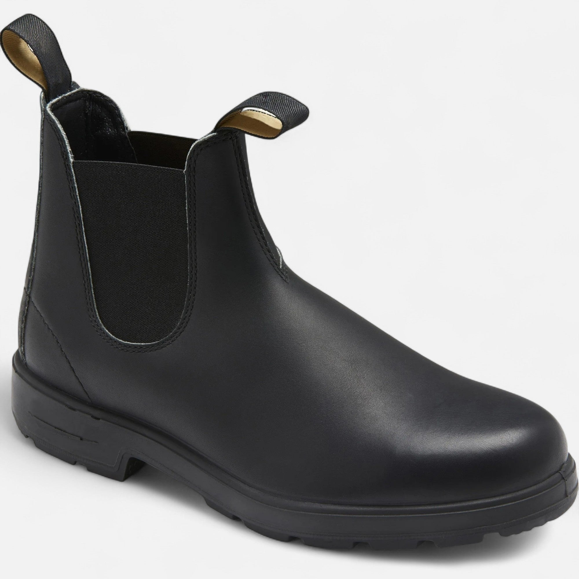 Men's Chelsea Boots Leather Slip-On Ankle Classic - Black