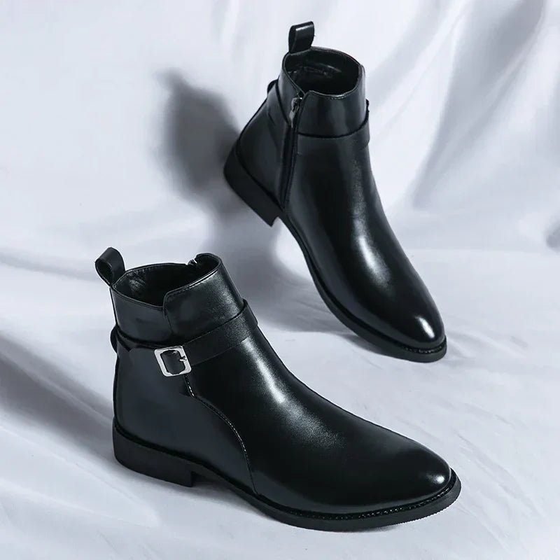 Men's Chelsea Boots Side Zipper Brown Leather Ankle