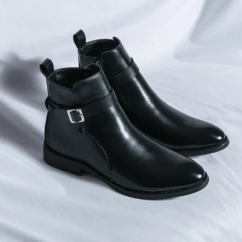 Men's Chelsea Boots Side Zipper Brown Leather Ankle