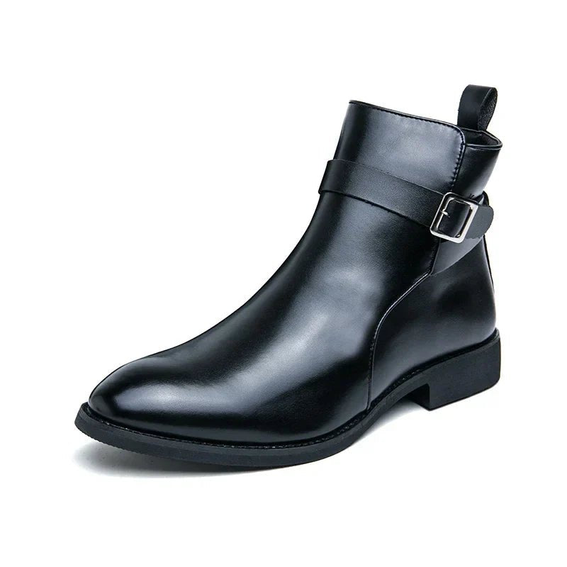 Men's Chelsea Boots Side Zipper Brown Leather Ankle