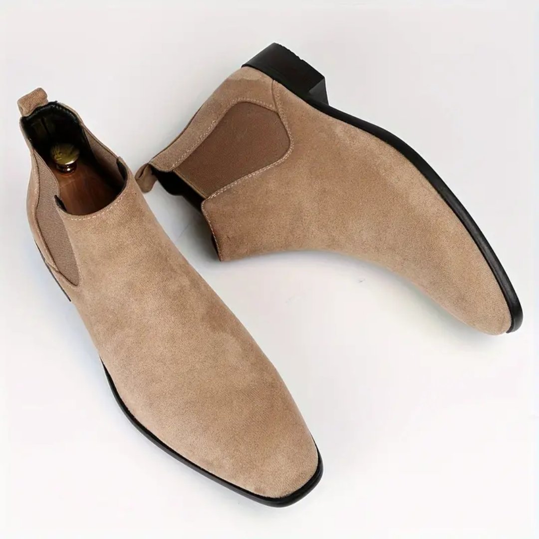 Men's Chelsea Boots Suede Ankle Elastic Side Panels - Brown