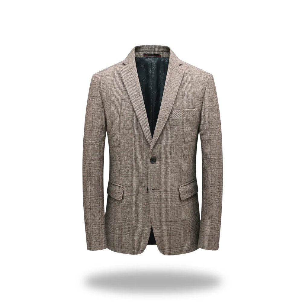 Men's Classic Blazer Tailored Fit Cotton Blend Business - Beige