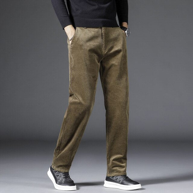 Men's Corduroy Trousers Medium Waist Straight Leg - Brown