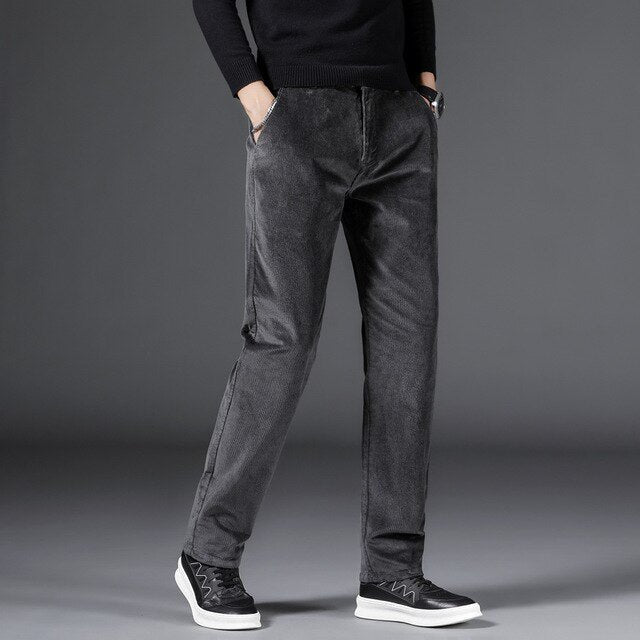 Men's Corduroy Trousers Medium Waist Straight Leg - Gray