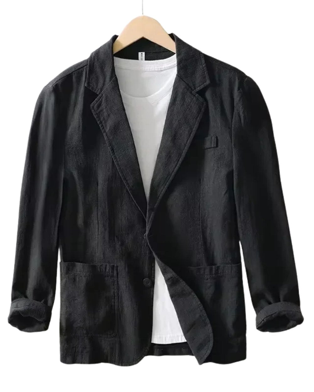 Men's Cotton Blazer Classic Tailored Smart Casual - Black