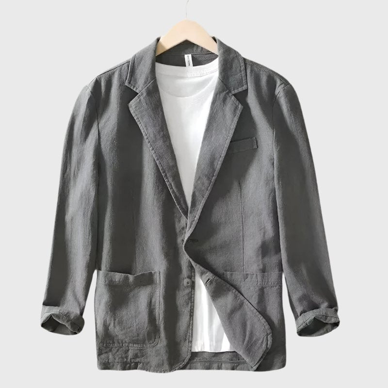 Men's Cotton Blazer Classic Tailored Smart Casual - Gray