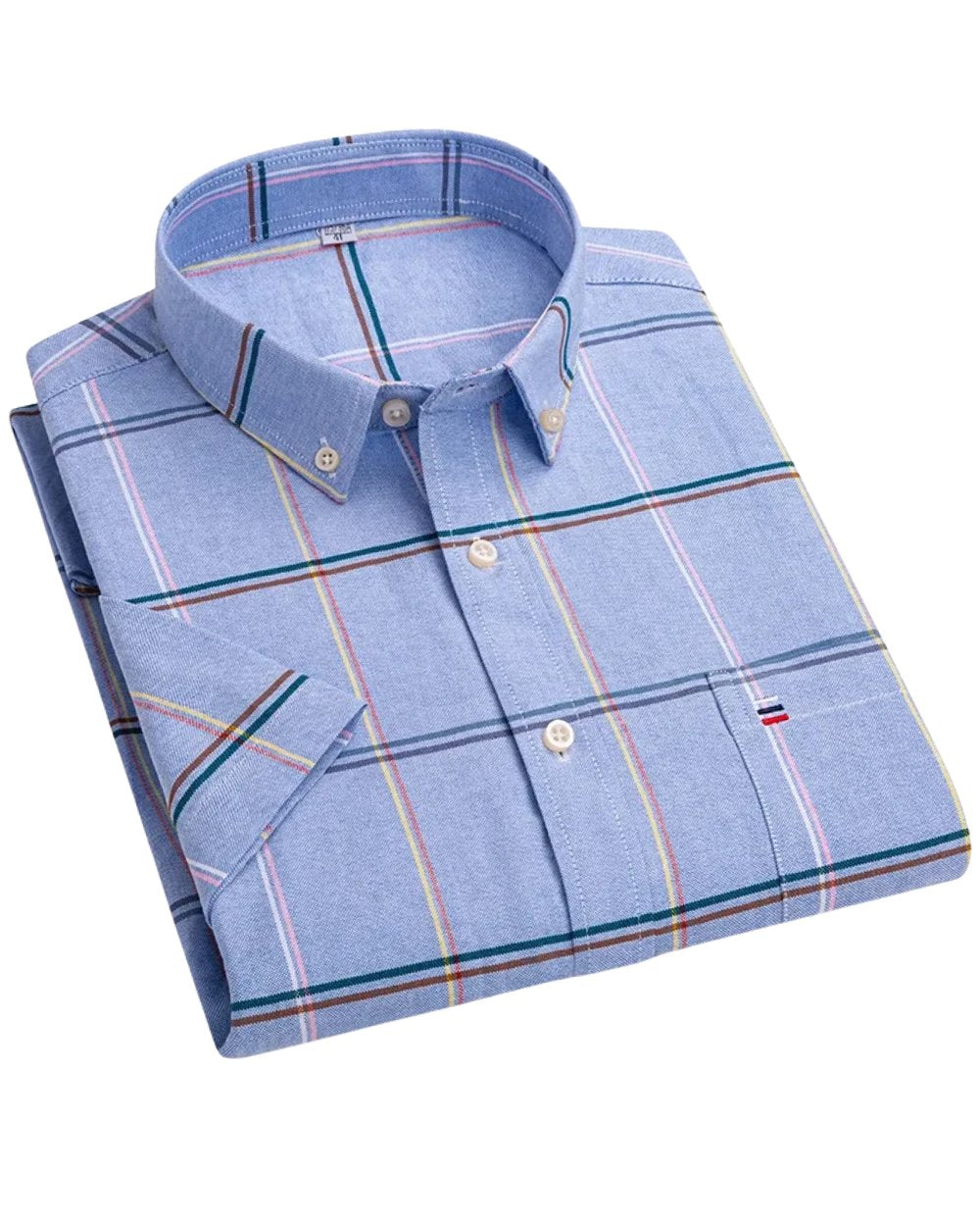 Men's Cotton Button-Up Shirt Striped Short Sleeve - Blue/black