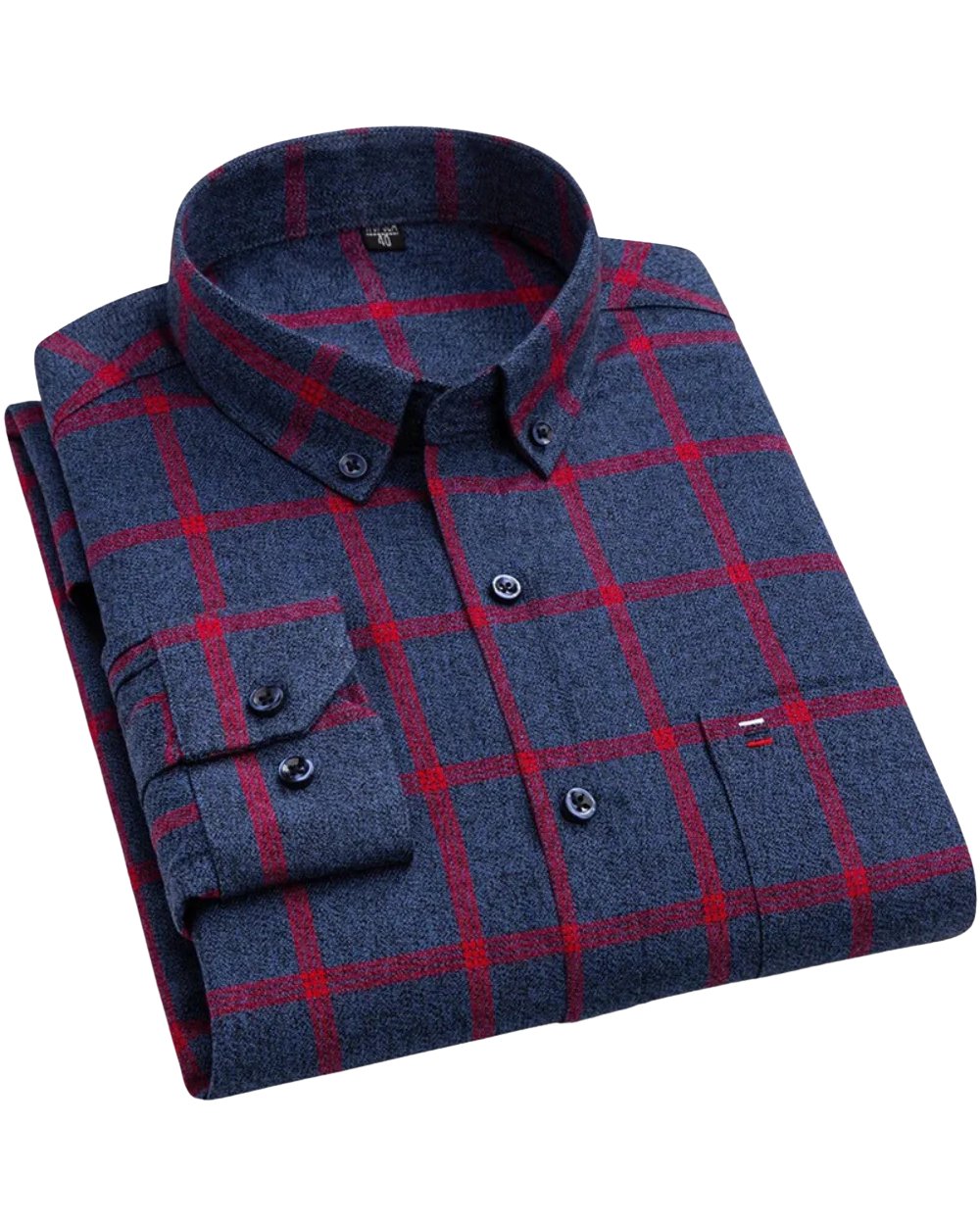Men's Cotton Check Shirt Button Down Long Sleeve - Red