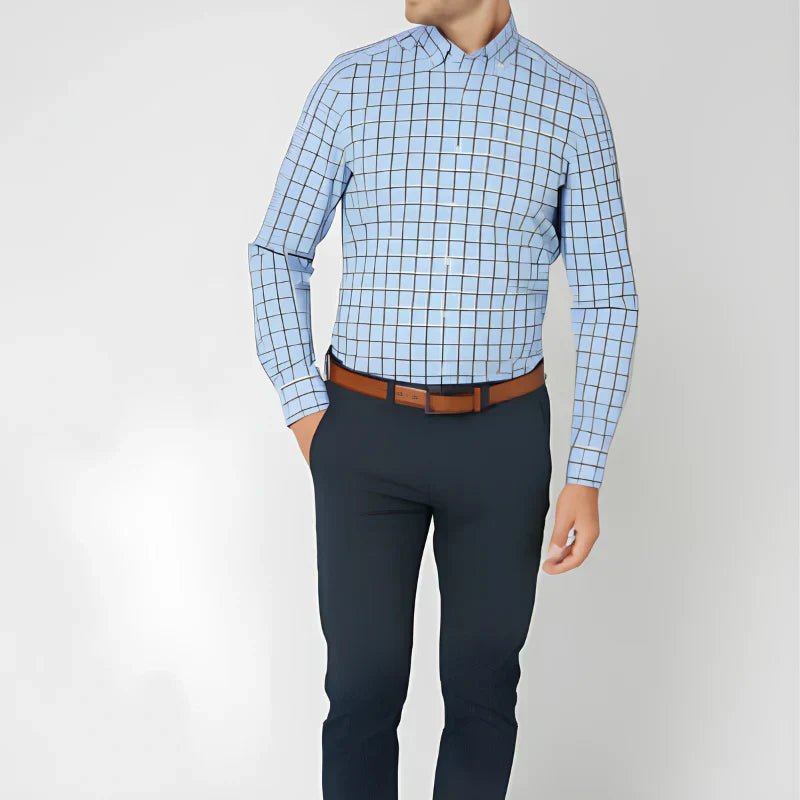 Men's Cotton Check Shirt Button Down Long Sleeve