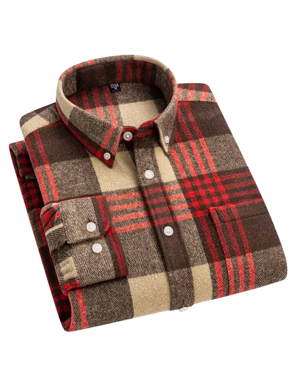 Men's Cotton Checked Shirt Button Down Relaxed Fit - Red