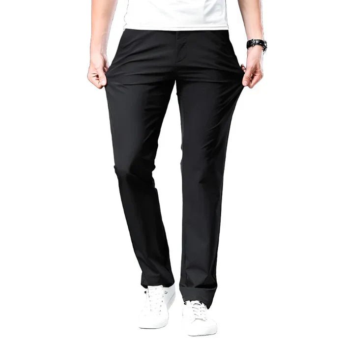 Men's Cotton Chino Pants Casual Straight Leg Trousers - Black