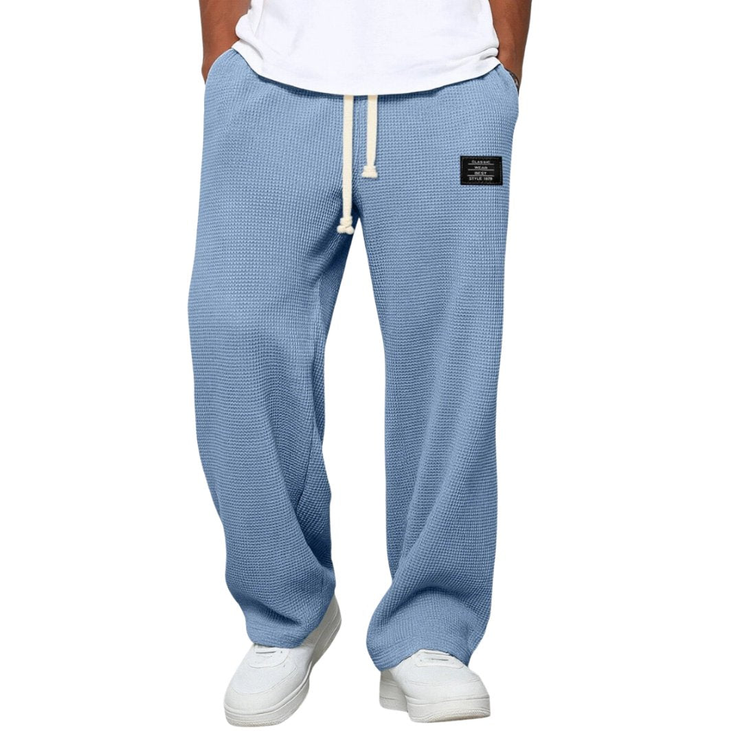 Men's Cotton Drawstring Pants Relaxed Wide Leg Casual