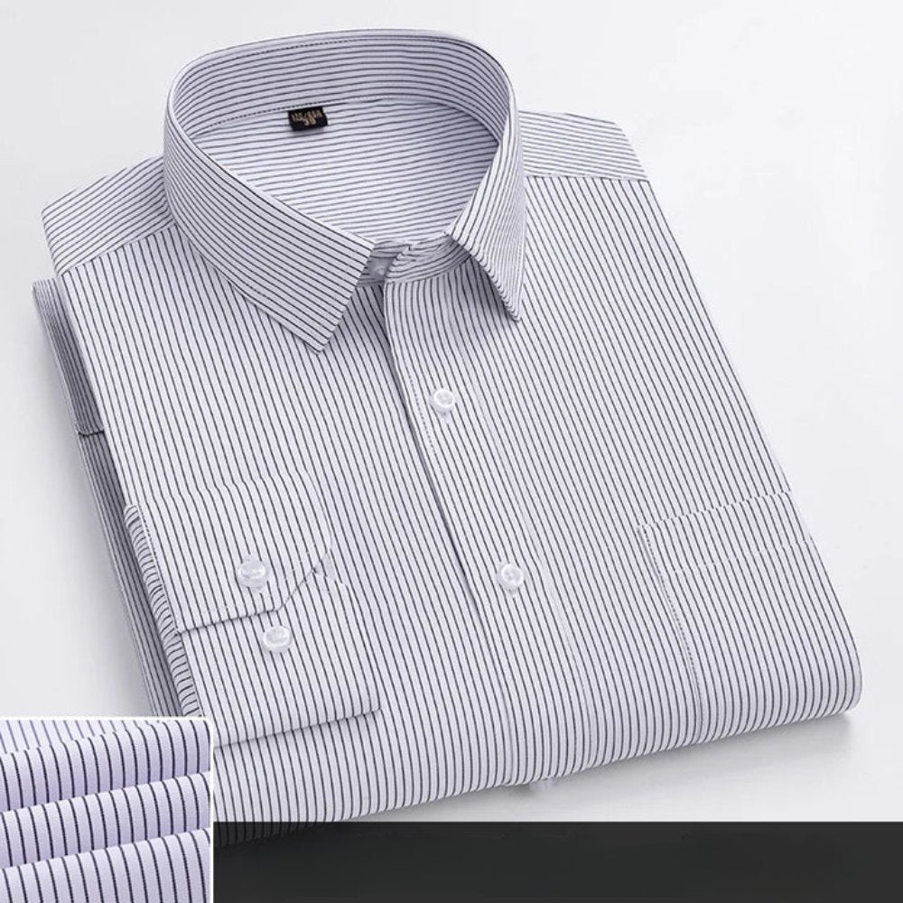 Men's Cotton Dress Shirt Long Sleeve Business Office - Gray