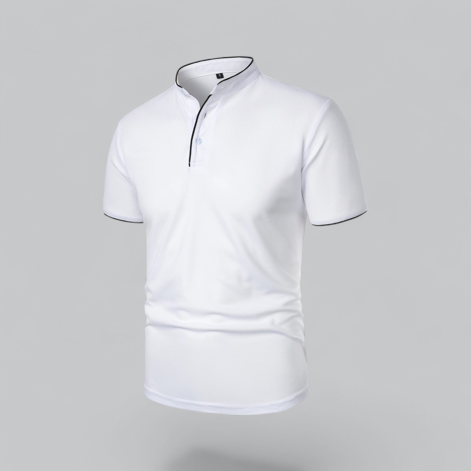 Men's Cotton Mandarin Collar Three-Button Polo Shirt
