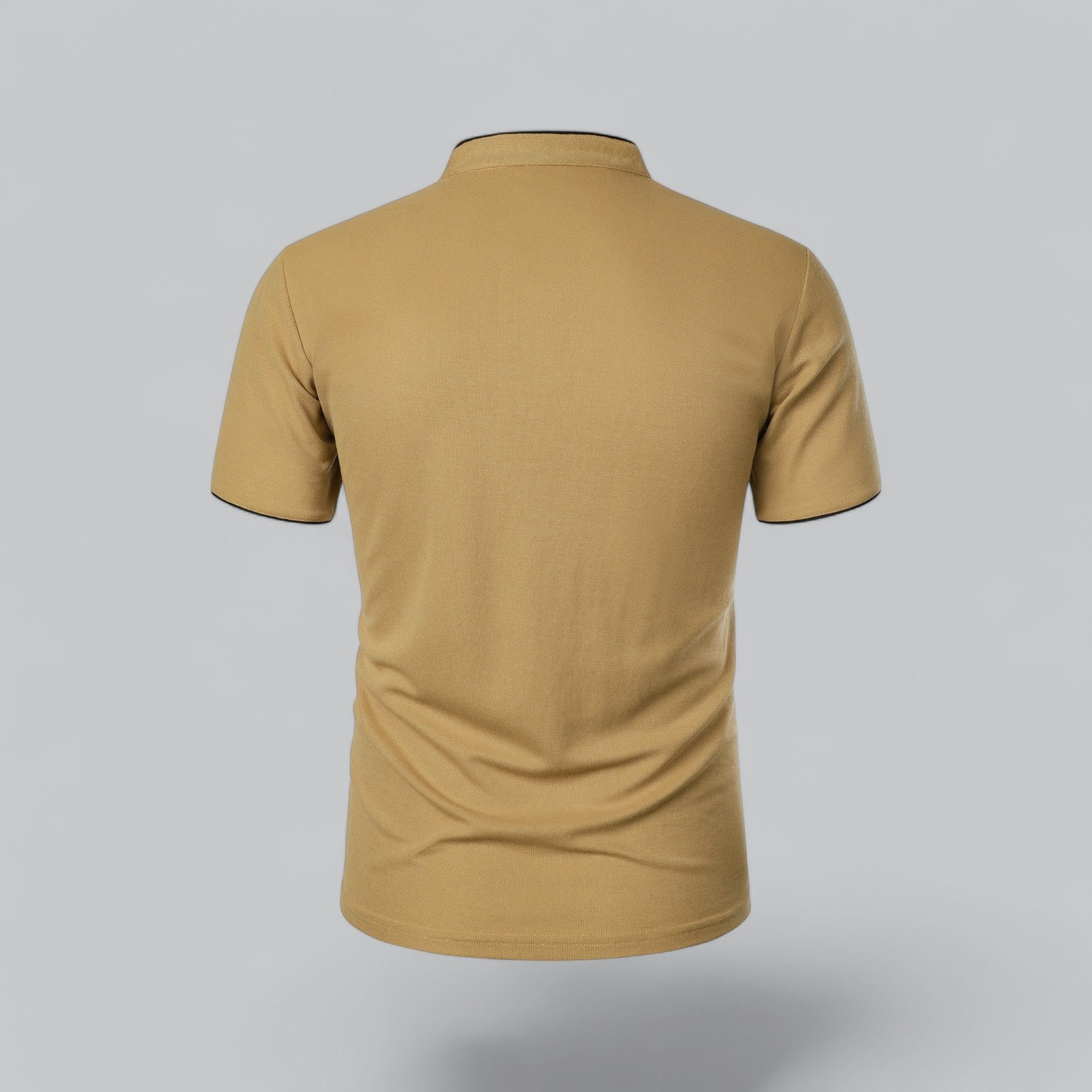 Men's Cotton Mandarin Collar Three-Button Polo Shirt