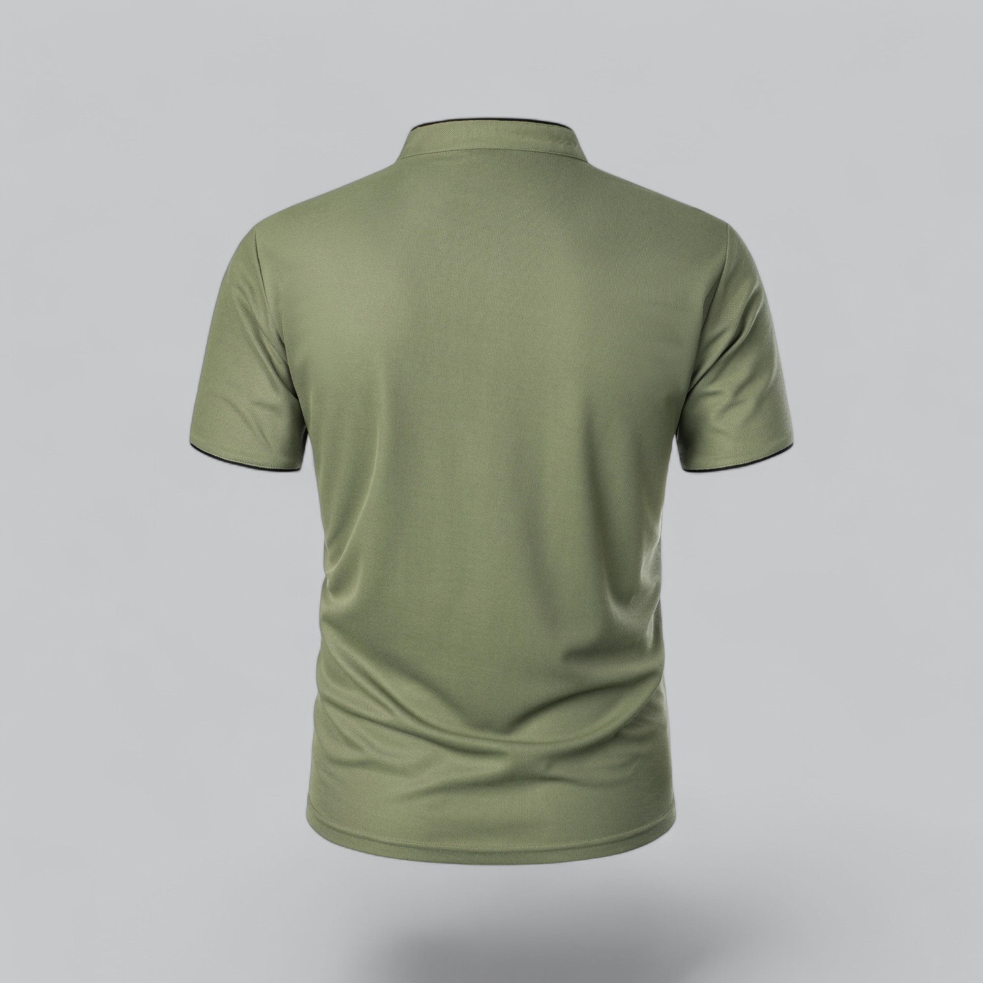 Men's Cotton Mandarin Collar Three-Button Polo Shirt