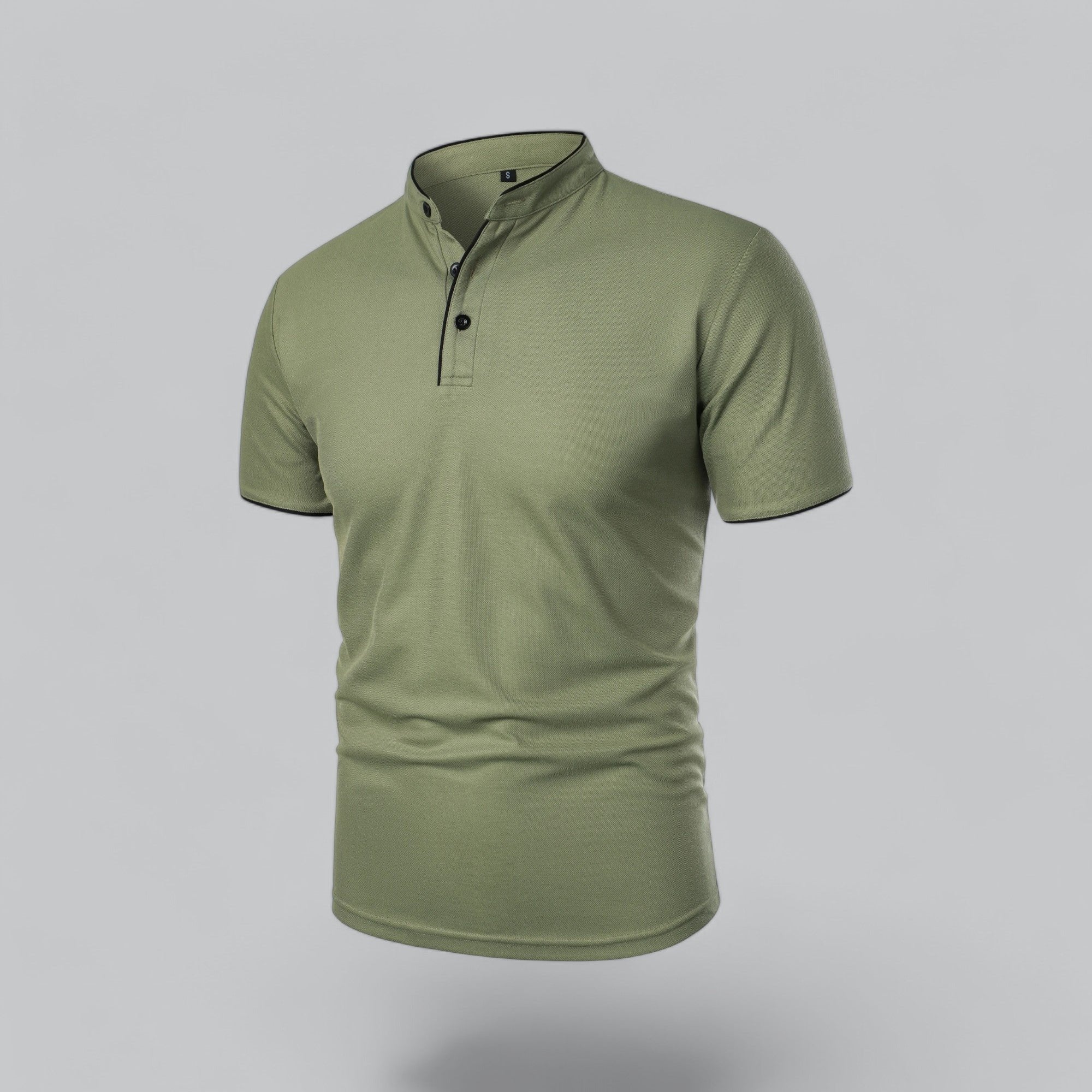 Men's Cotton Mandarin Collar Three-Button Polo Shirt