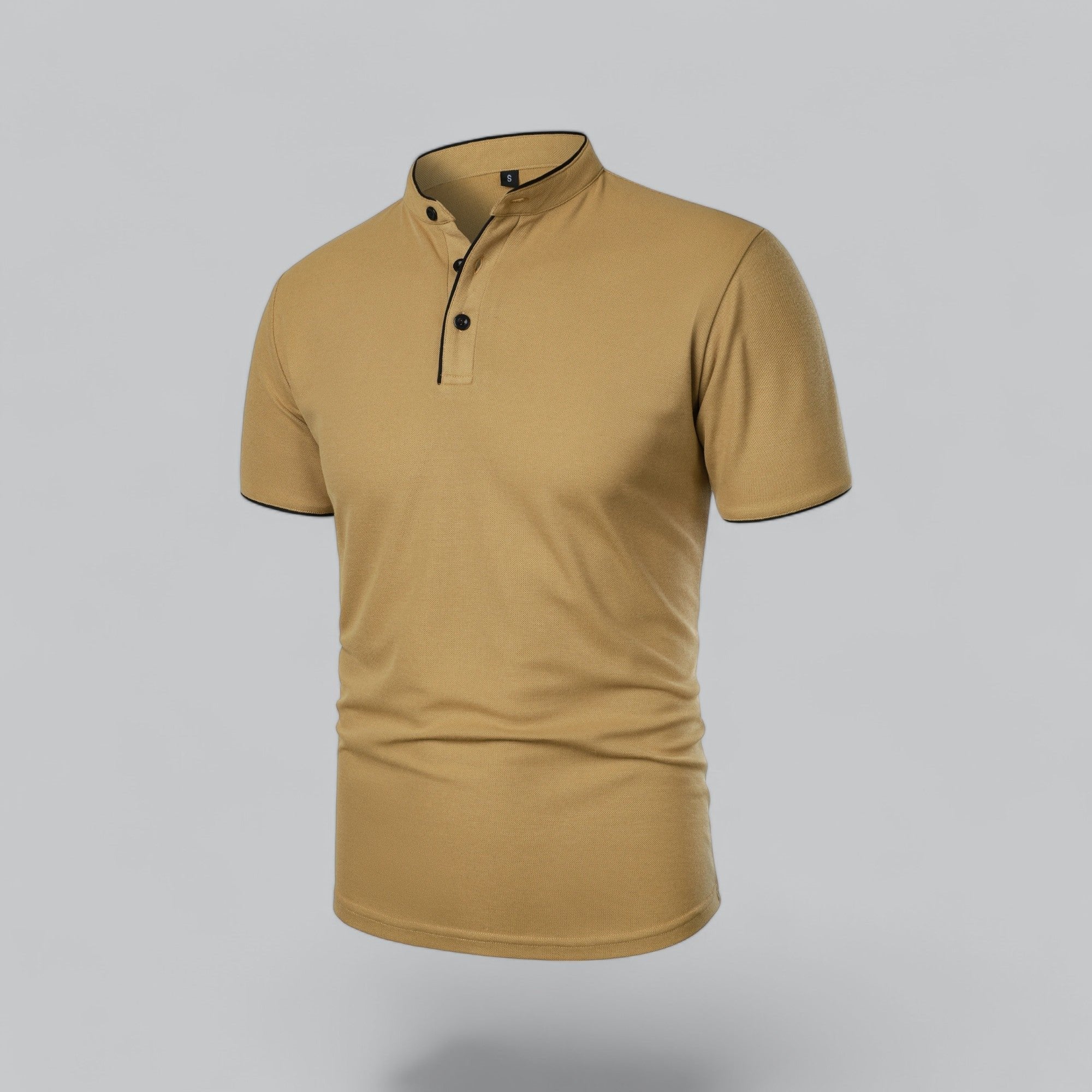 Men's Cotton Mandarin Collar Three-Button Polo Shirt