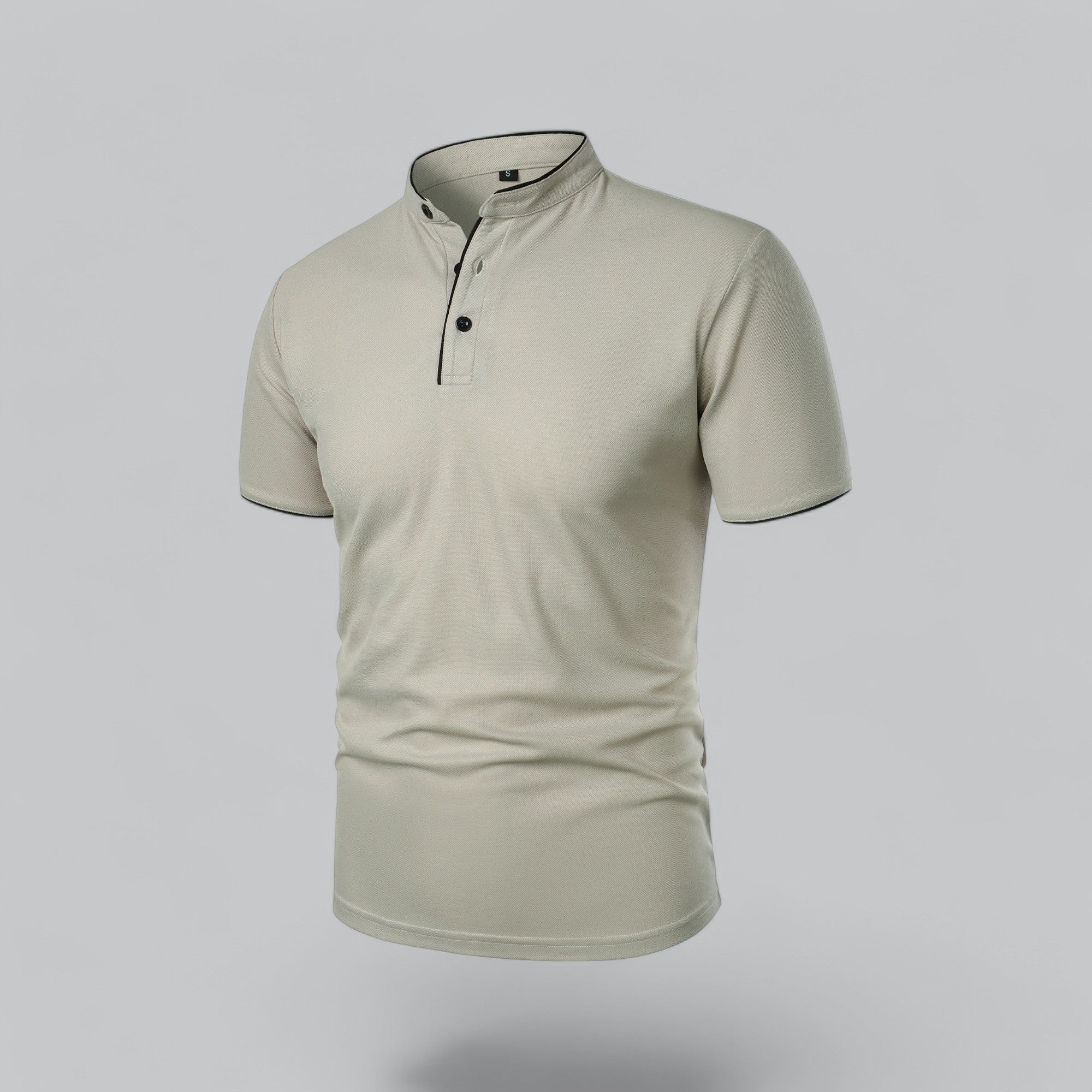 Men's Cotton Mandarin Collar Three-Button Polo Shirt