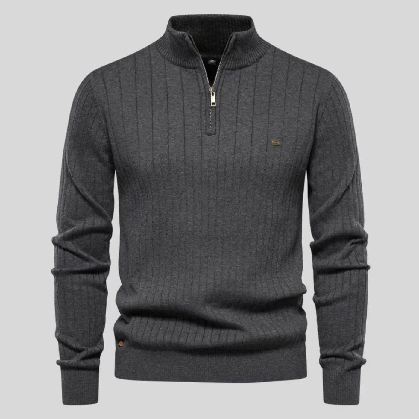 Men's Half Zip Pullover Cotton Polyester Premium Comfort - Gray