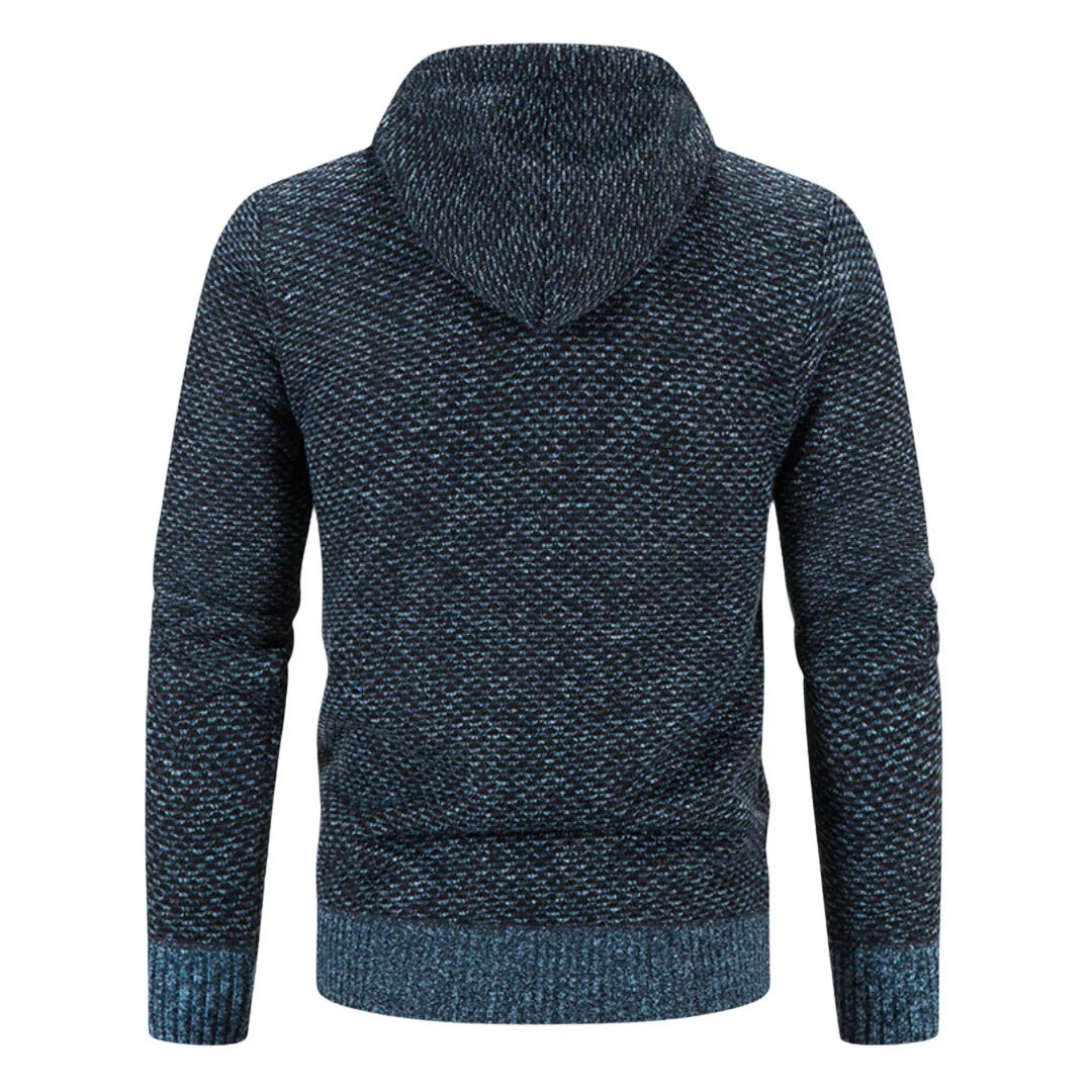 Men's Knit Hoodie Zip-Up Textured Casual Jumper