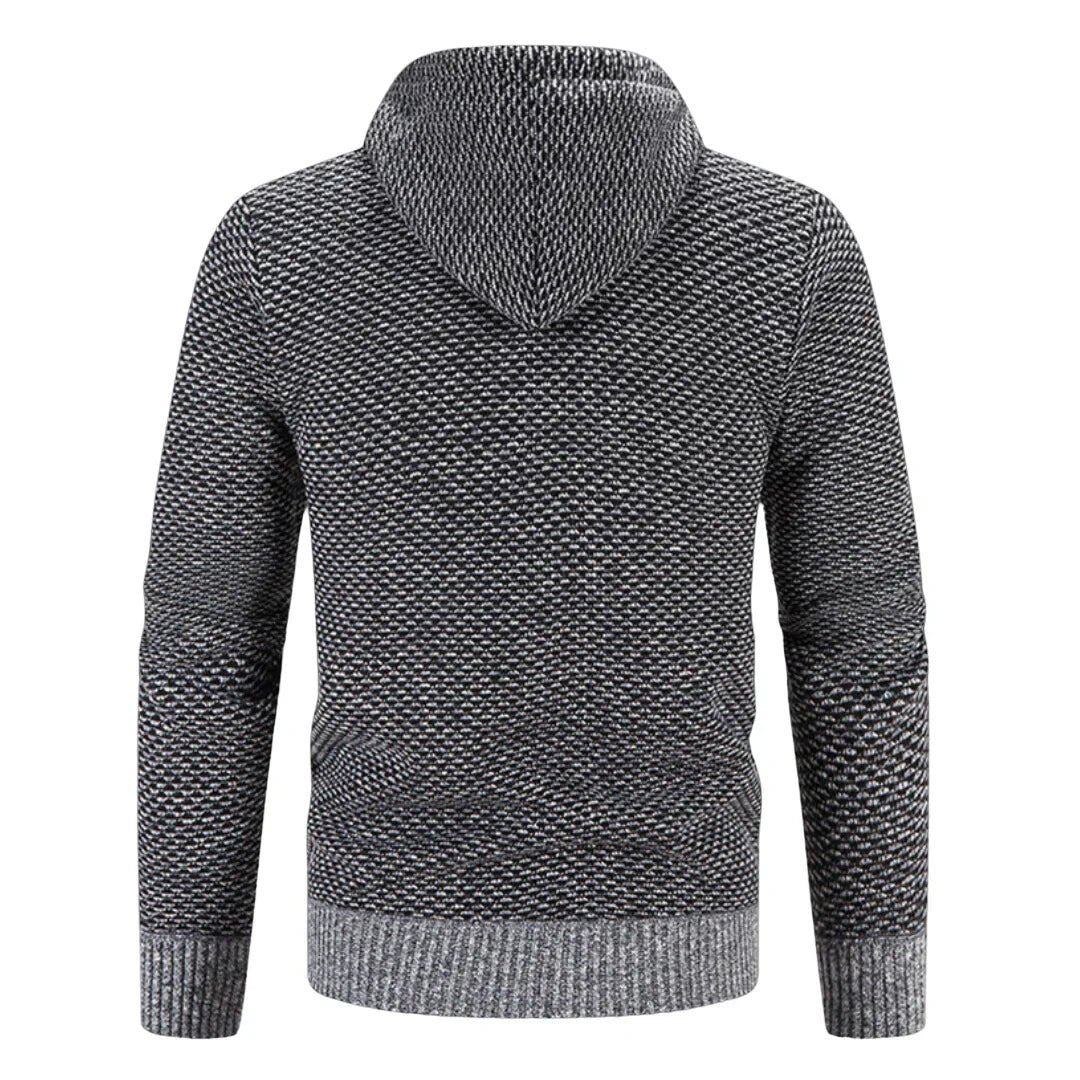 Men's Knit Hoodie Zip-Up Textured Casual Jumper