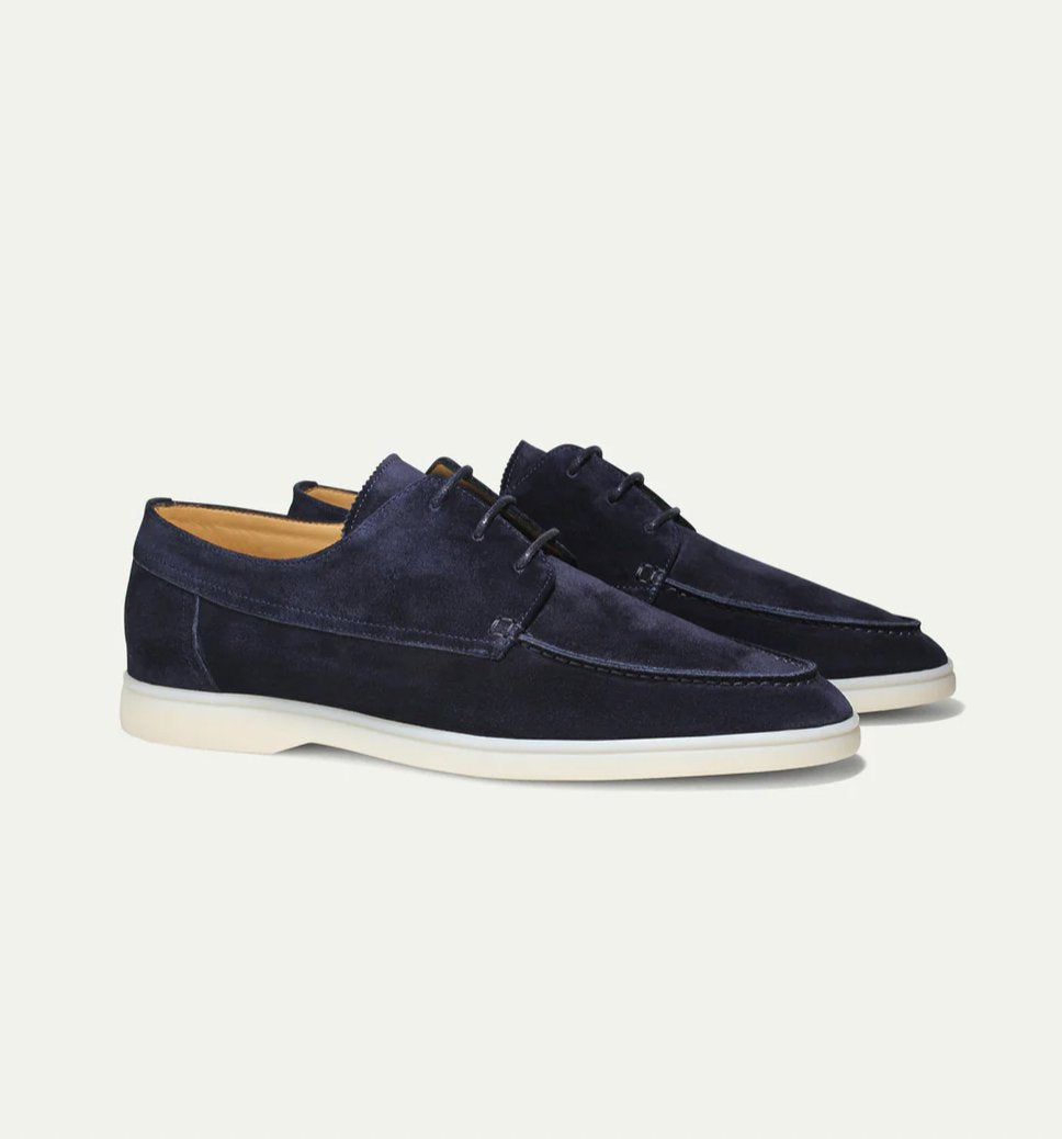 Men's Lace-Up Casual Loafers Suede Walking Shoes Comfort