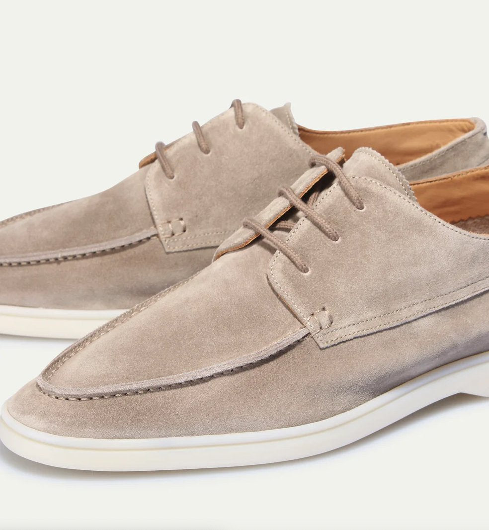 Men's Lace-Up Casual Loafers Suede Walking Shoes Comfort