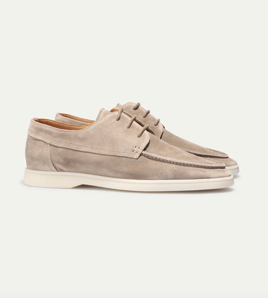 Men's Lace-Up Casual Loafers Suede Walking Shoes Comfort