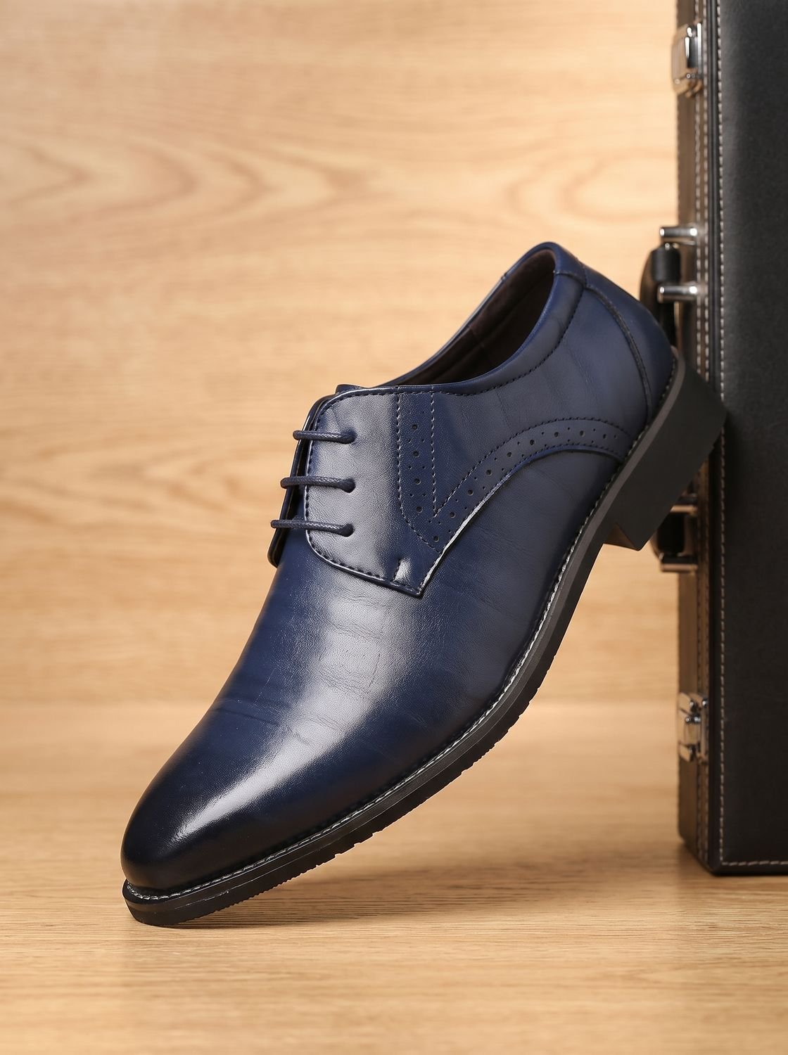 Men's Leather Lace-Up Brogue Oxford Dress Shoes - Blue