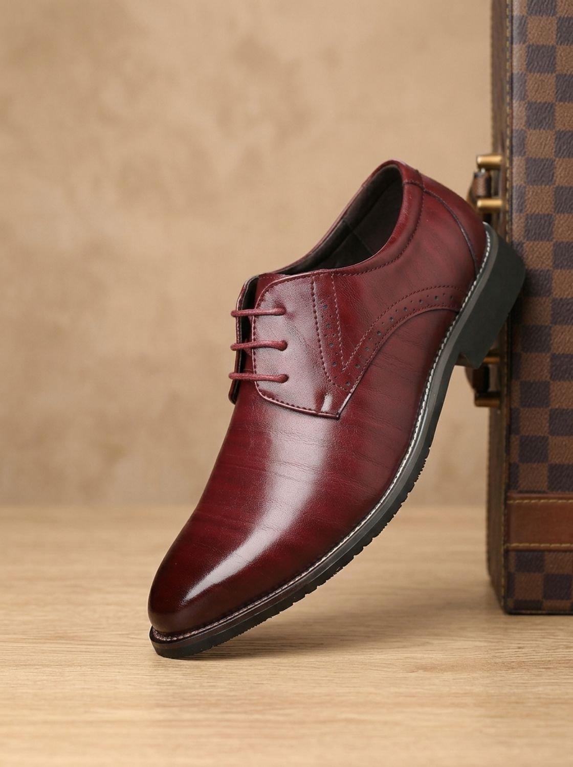 Men's Leather Lace-Up Brogue Oxford Dress Shoes