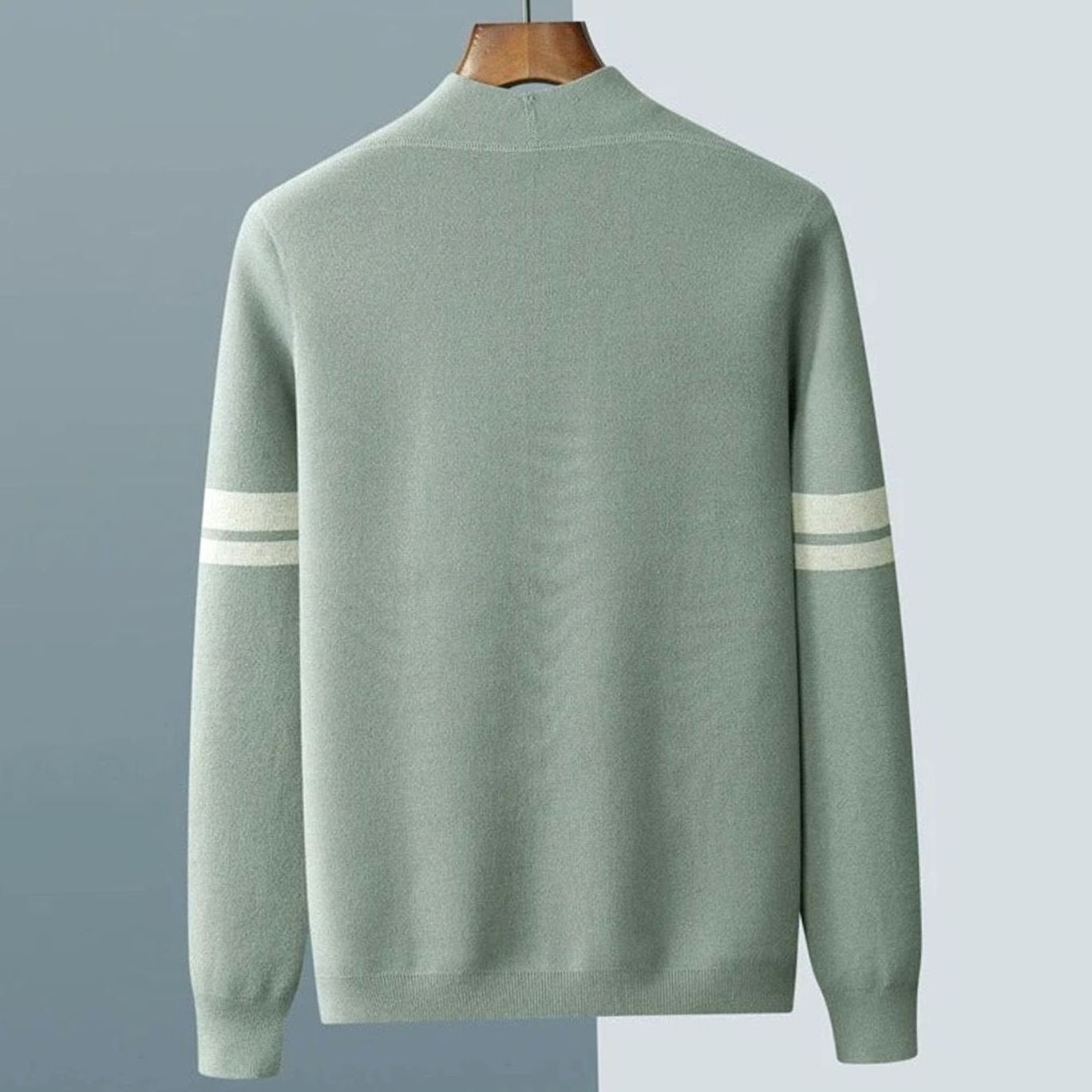 Mens Lightweight Sweater Merino Wool Blend Stripe Cardigan