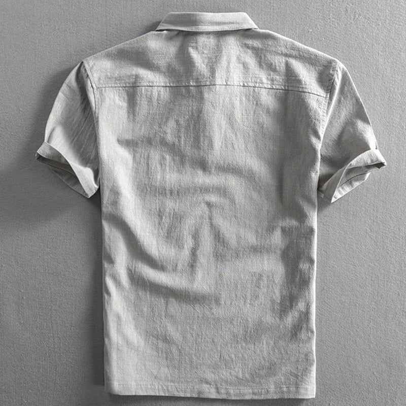Men's Linen Short-Sleeve Regular-Fit Polo Shirt