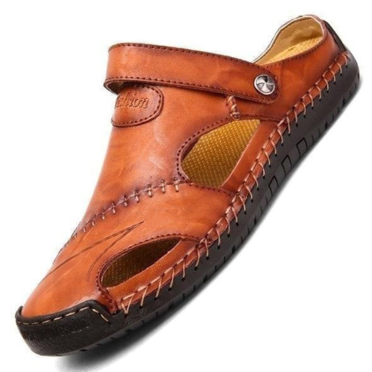 Men's Orthopedic Leather Closed-Toe Comfort Sandals Women Unisex - Dark Brown
